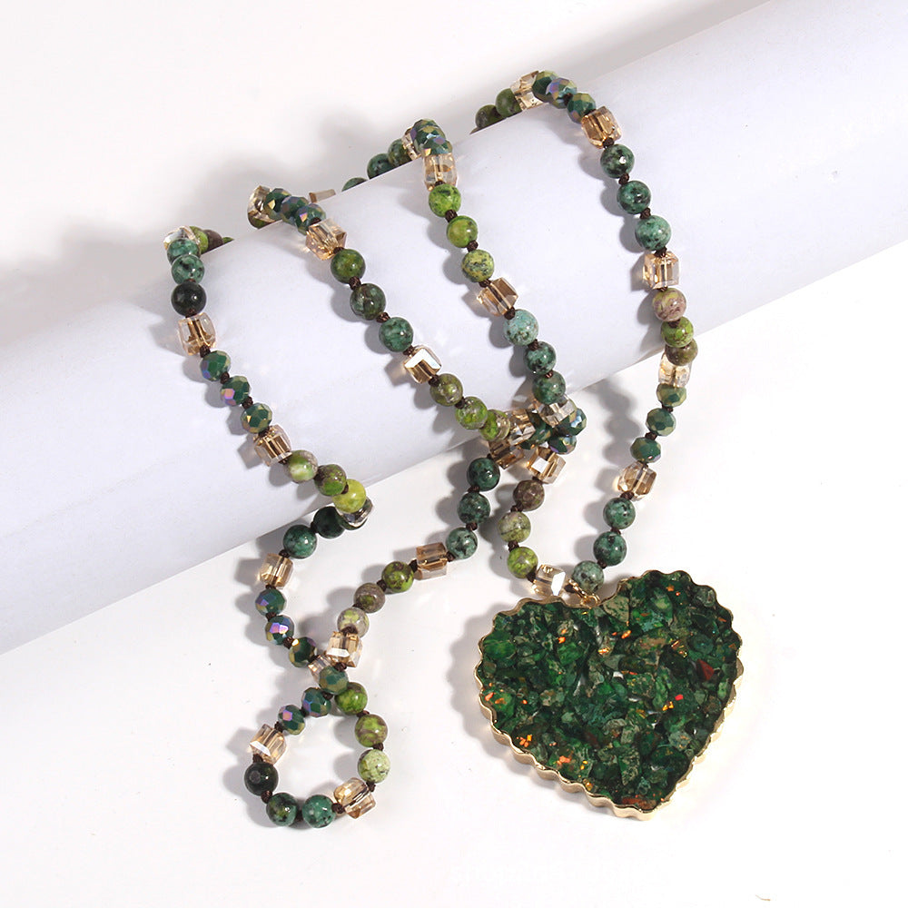 Gravel Heart Crystal Pendant Necklace