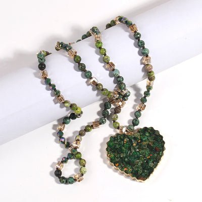 Gravel Heart Crystal Pendant Necklace