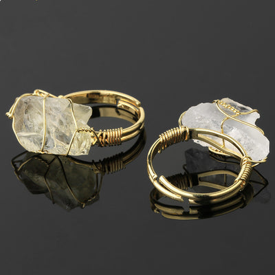 Mini Crystal Metal-Wrapped Adjustable Ring