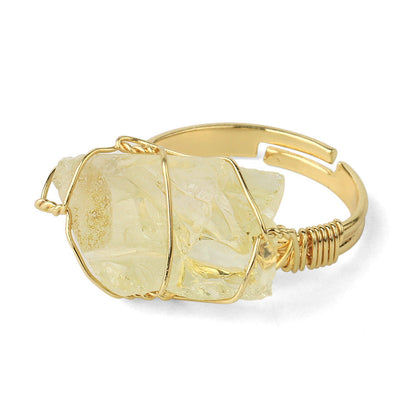 Mini Crystal Metal-Wrapped Adjustable Ring