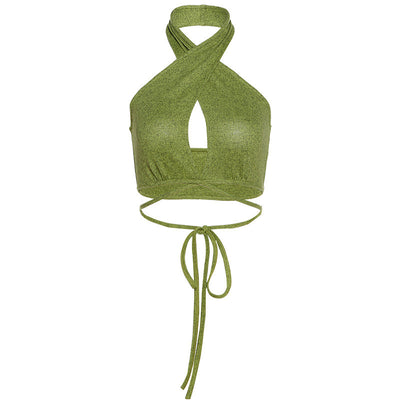Women's Y2k Cropped Lime Green Halter