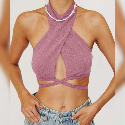 Women's Y2k Cropped Lime Green Halter