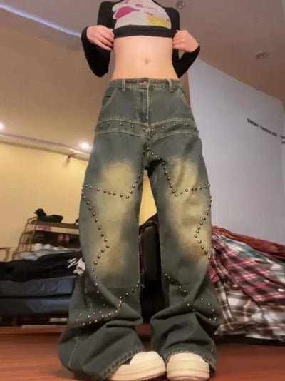 Low-Waist Oversized Retro Washed Star Jeans