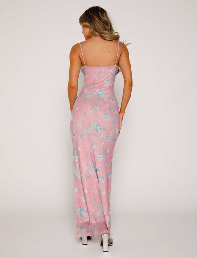 Y2K Slimming Flowers Long Slip Dress