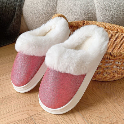 Frosted Plush Fuzzy House Slippers