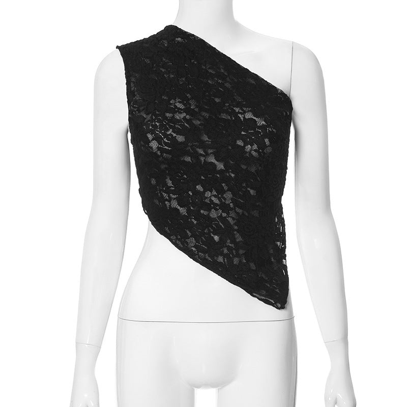 Asymmetrical Lace Crop Top