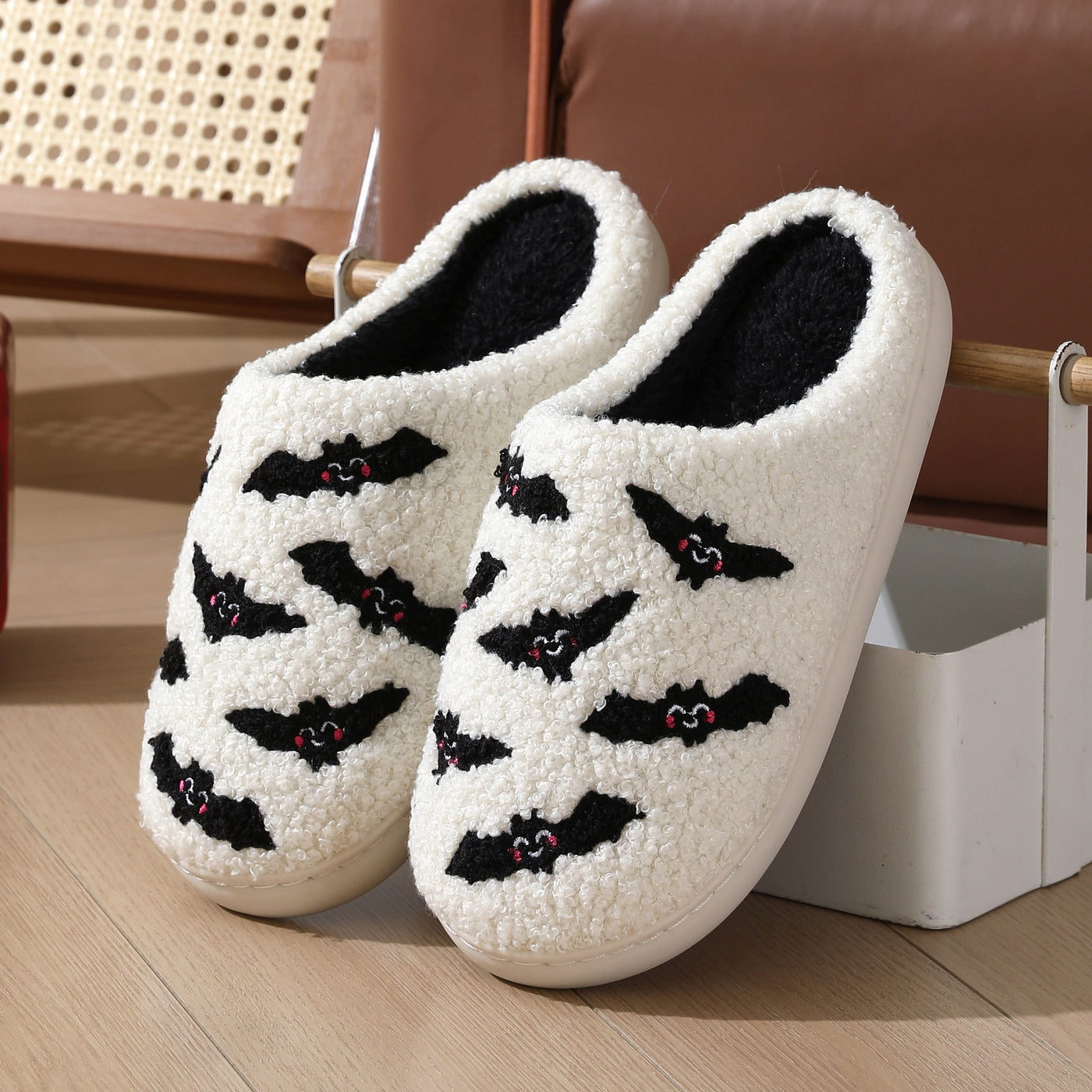 Cute Halloween Skull, Rose, Bat Nonslip Slippers