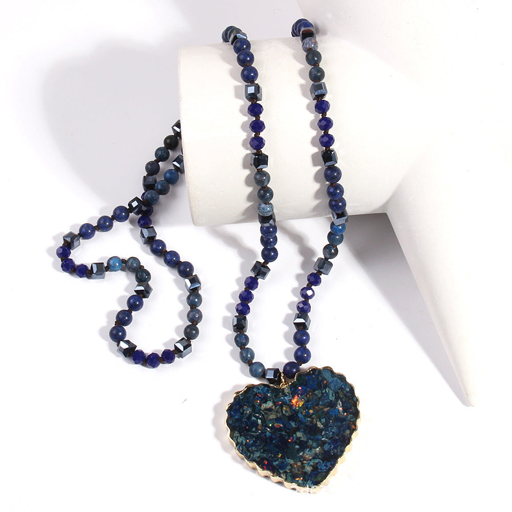 Gravel Heart Crystal Pendant Necklace