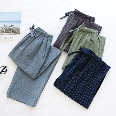 Men's Pure Cotton Plaid Trousers
