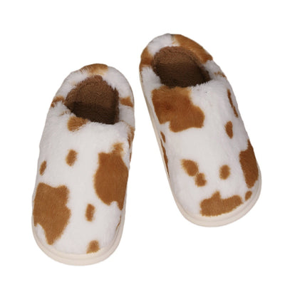 Cow Spotted Plush Slippers