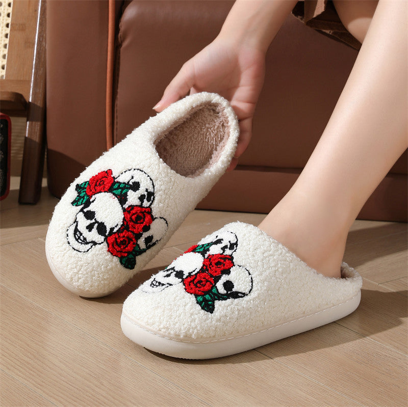 Cute Halloween Skull, Rose, Bat Nonslip Slippers