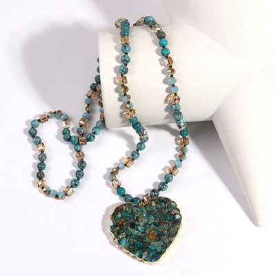 Gravel Heart Crystal Pendant Necklace