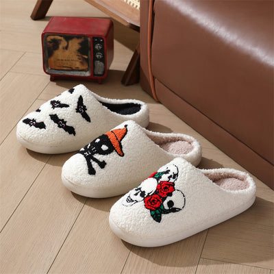 Cute Halloween Skull, Rose, Bat Nonslip Slippers