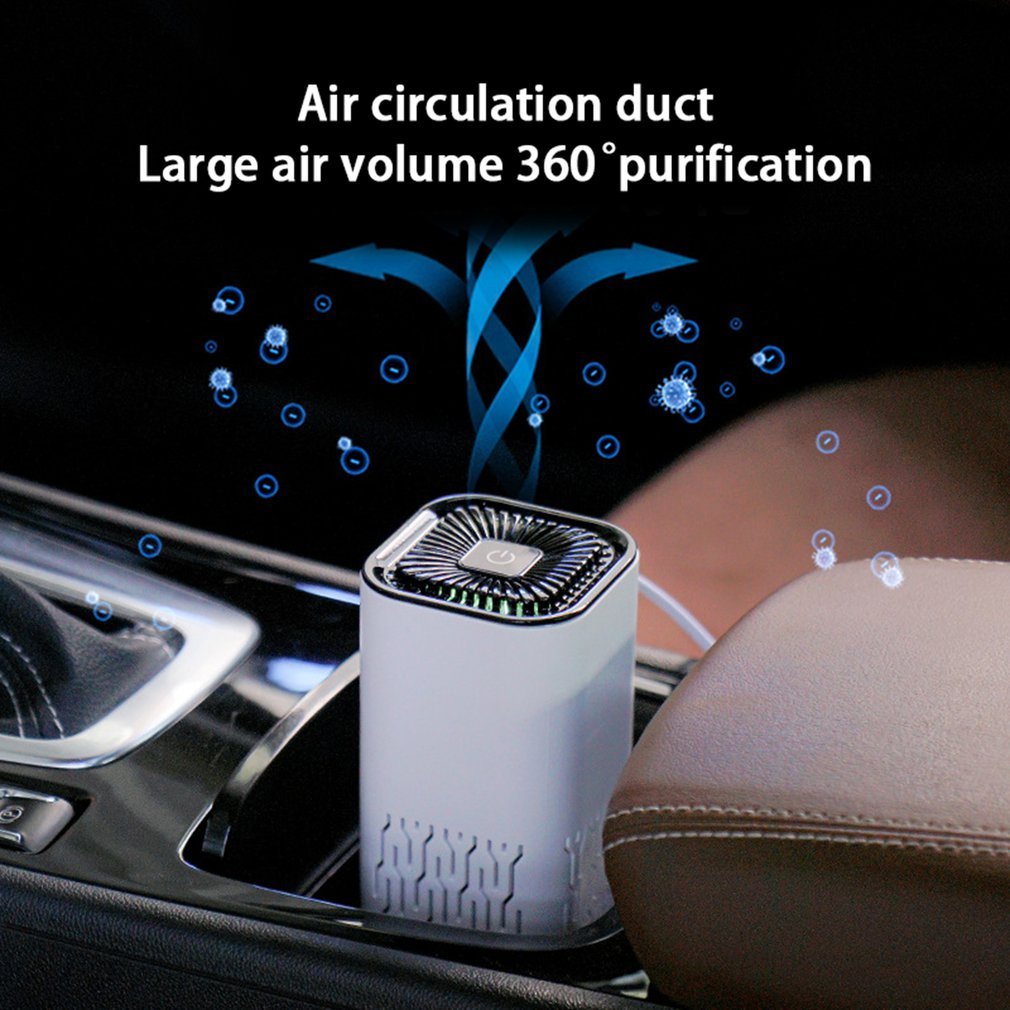 Car Air Purifier + Negative Ion Generator to Remove Formaldehyde, Dust, Smoke, Chemicals