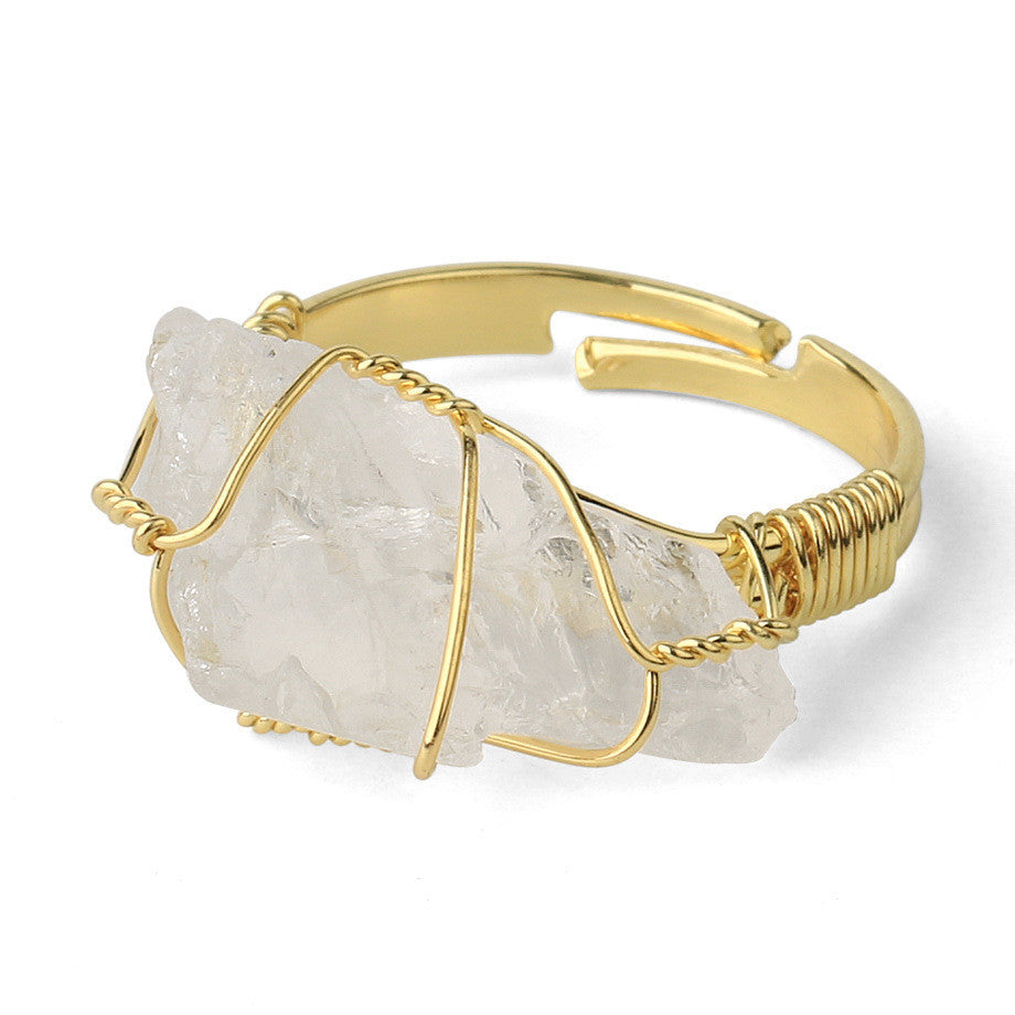 Mini Crystal Metal-Wrapped Adjustable Ring