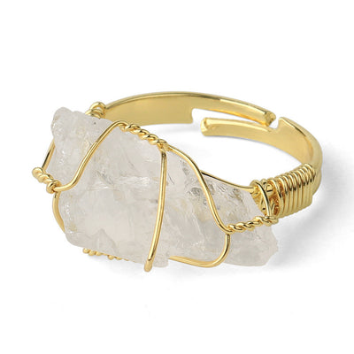 Mini Crystal Metal-Wrapped Adjustable Ring