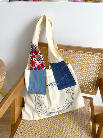 Retro Patchwork Tote Bag