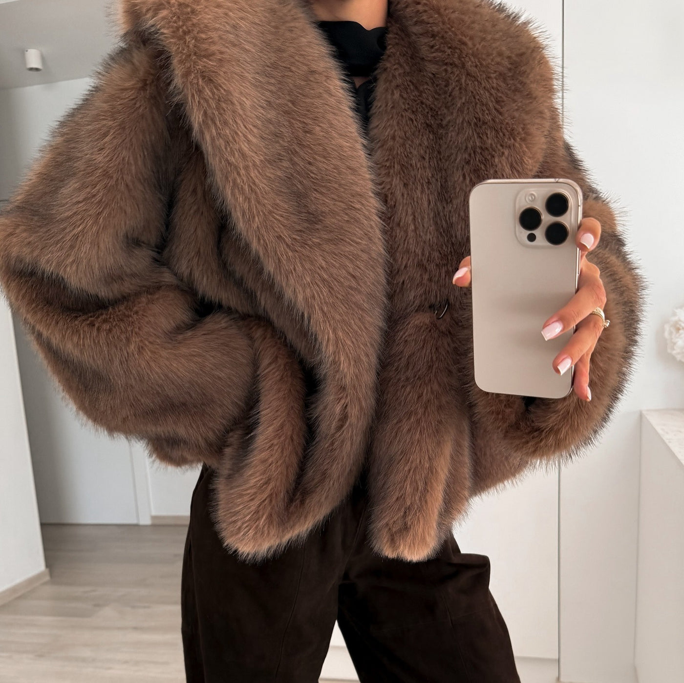 Fluffy Faux Fur Coat, Plush Oversized Jacket