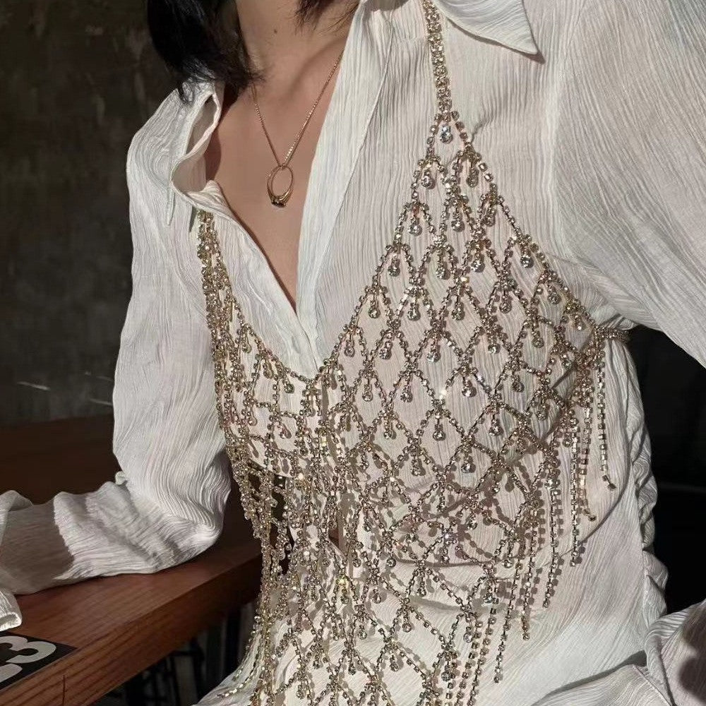 Rhinestone Body Chain Top