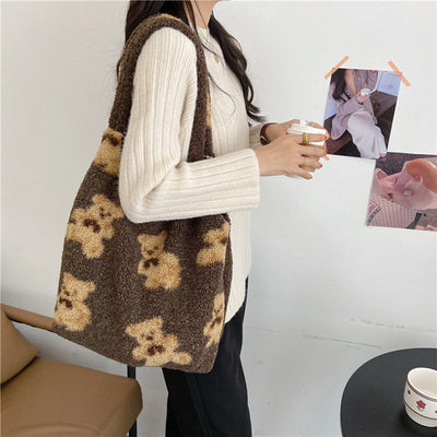 Big Bear Fuzzy Tote Bag