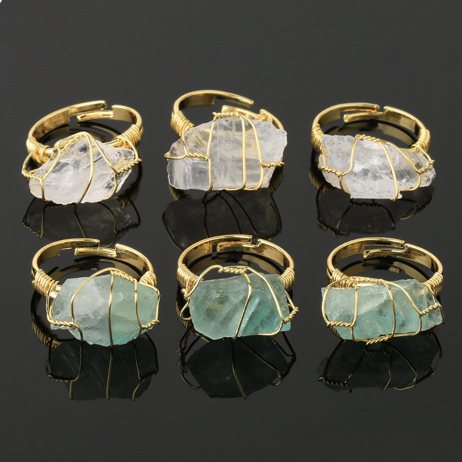 Mini Crystal Metal-Wrapped Adjustable Ring