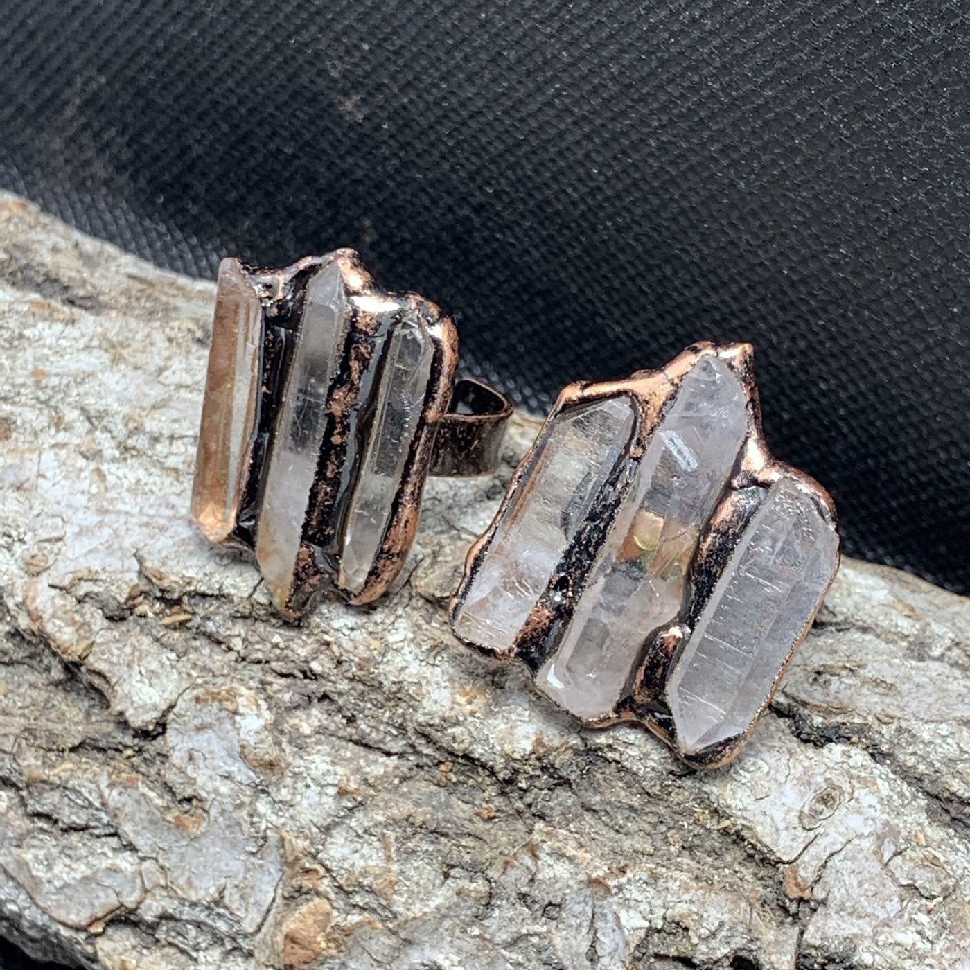 3-Shard Retro Quartz Crystal Ring