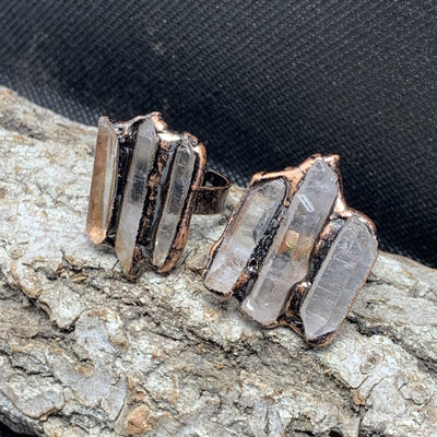 3-Shard Retro Quartz Crystal Ring