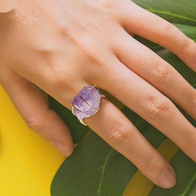 Mini Crystal Metal-Wrapped Adjustable Ring