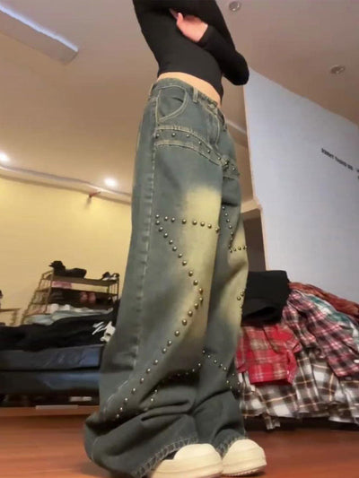 Low-Waist Oversized Retro Washed Star Jeans