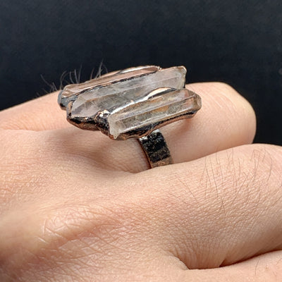 3-Shard Retro Quartz Crystal Ring