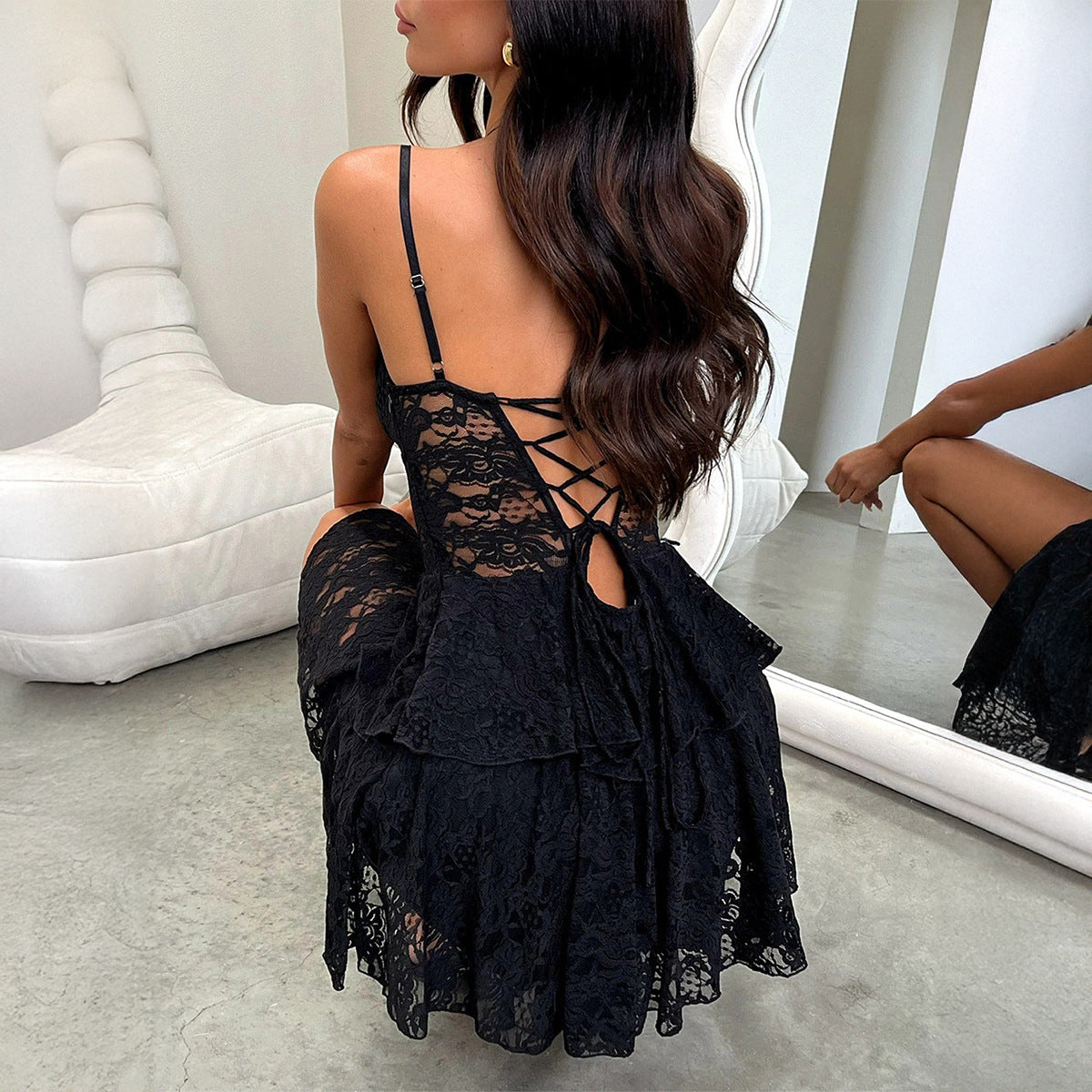 Sheer Cut-out Lace Statement Dress
