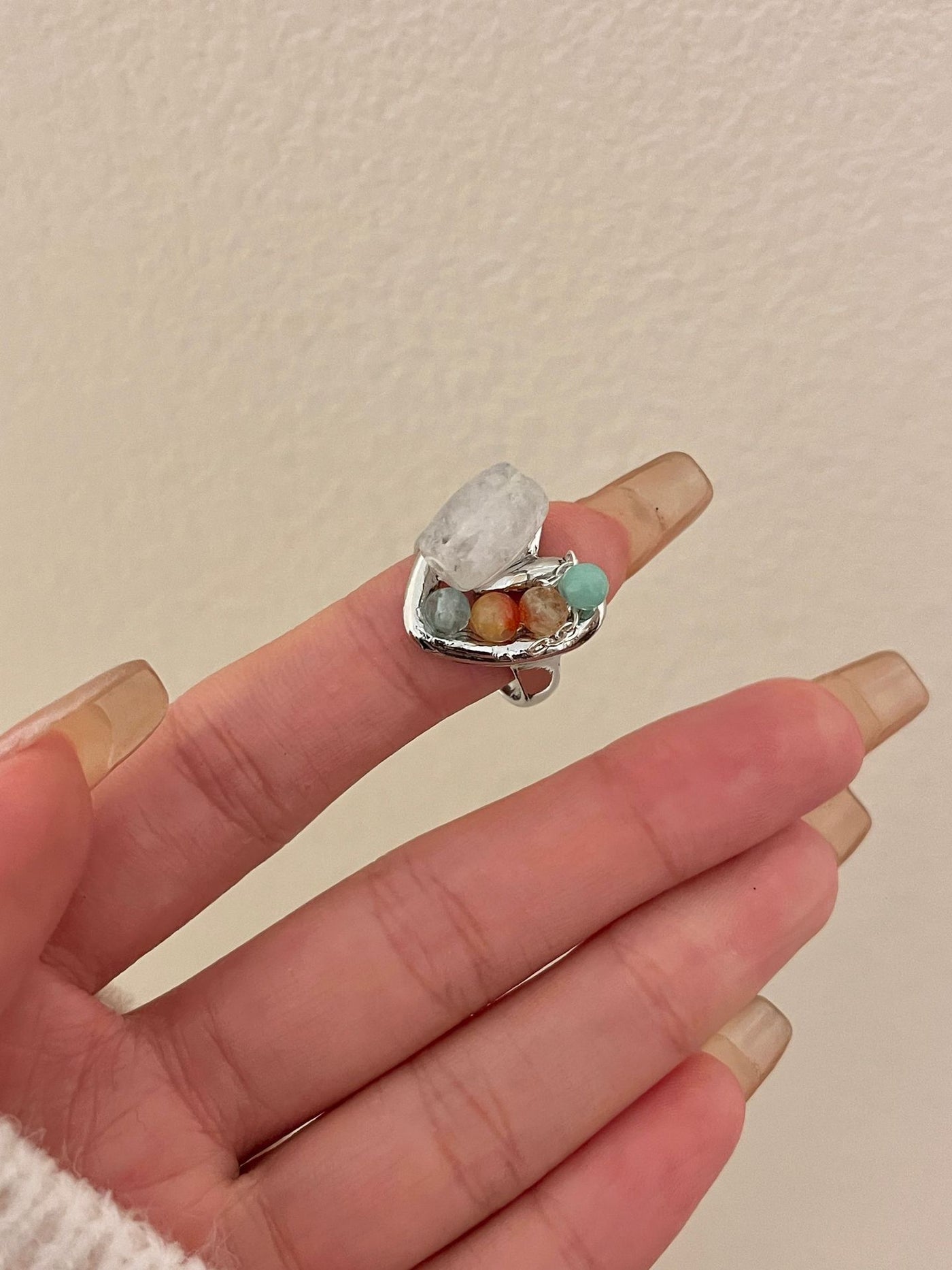 Natural Raw Gemstone Stacked Ring