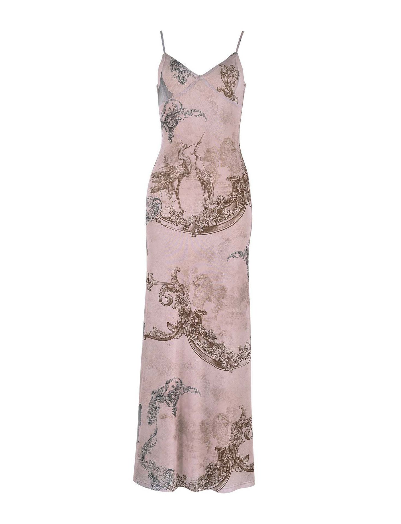 Y2K Slimming Flowers Long Slip Dress