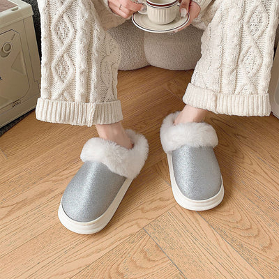 Frosted Plush Fuzzy House Slippers