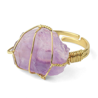Mini Crystal Metal-Wrapped Adjustable Ring