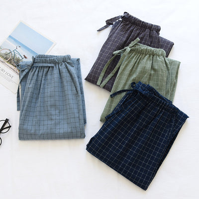 Men's Pure Cotton Plaid Trousers