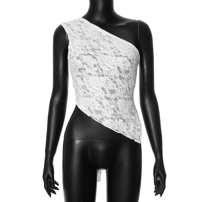 Asymmetrical Lace Crop Top