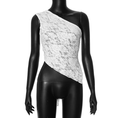 Asymmetrical Lace Crop Top