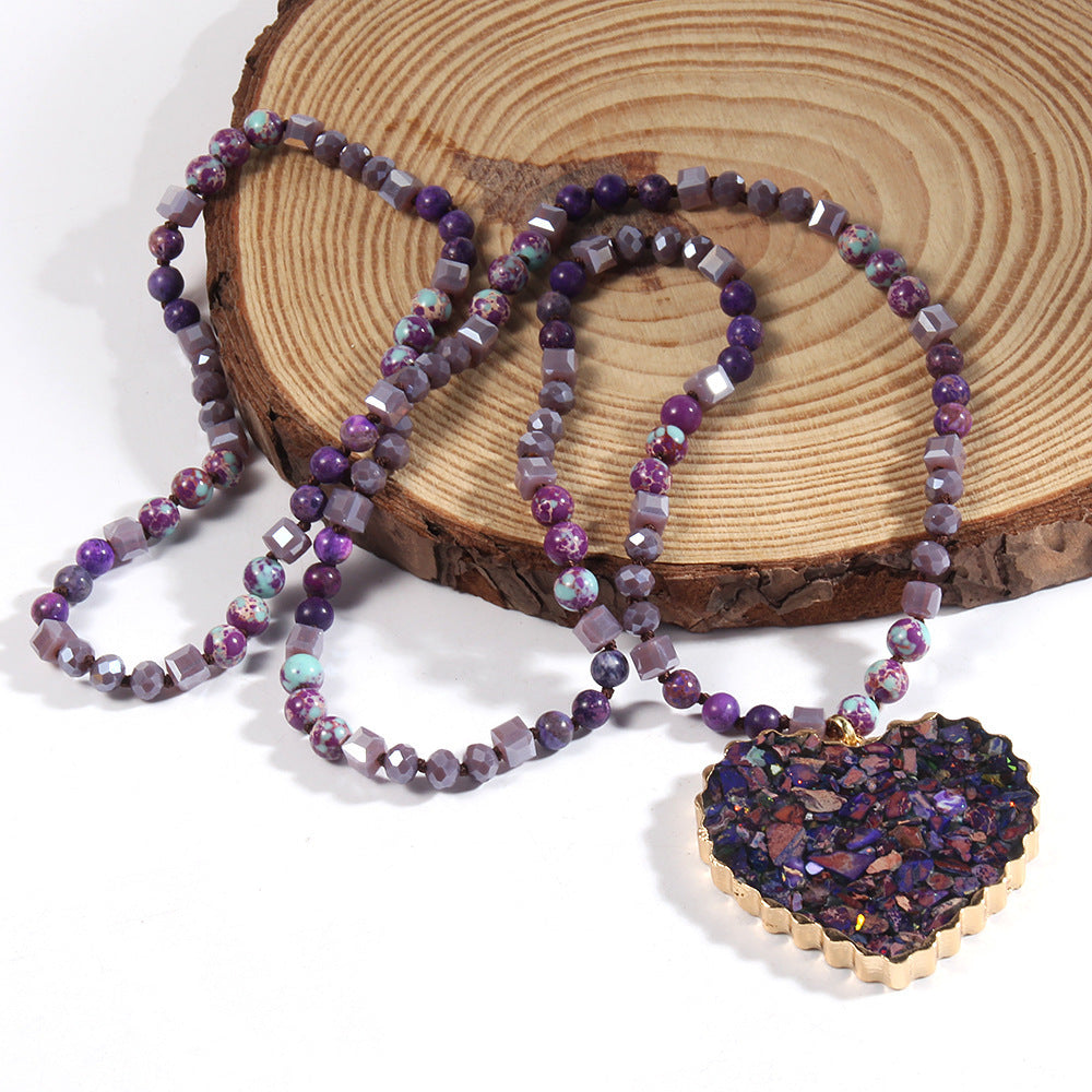 Gravel Heart Crystal Pendant Necklace