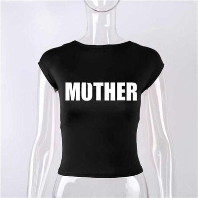 Mother Effer Backless Short Sleeve Crop Top