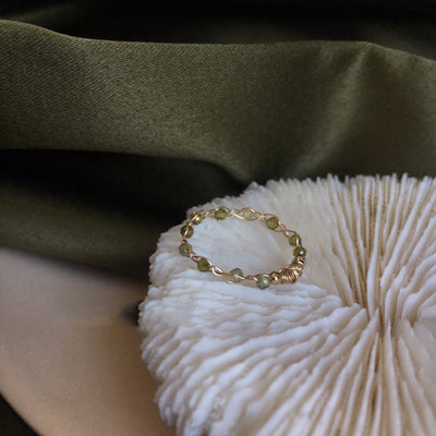 14K Gold-Coated Delicate & Natural Olivine Ring
