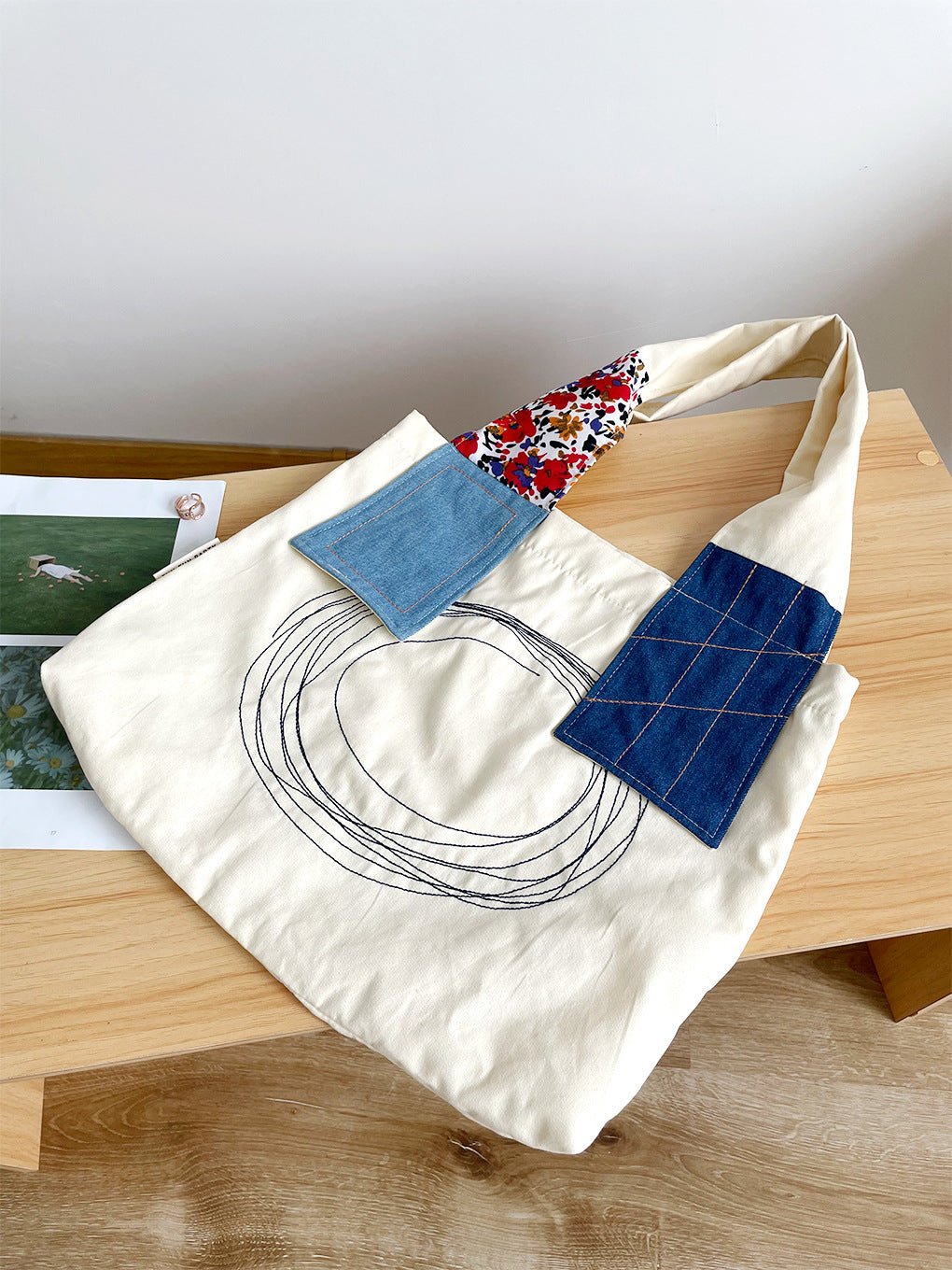 Retro Patchwork Tote Bag