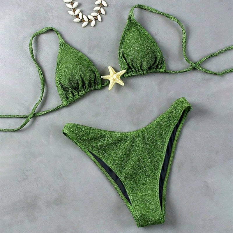 Sparkley Starfish Drawstring Bikini Set