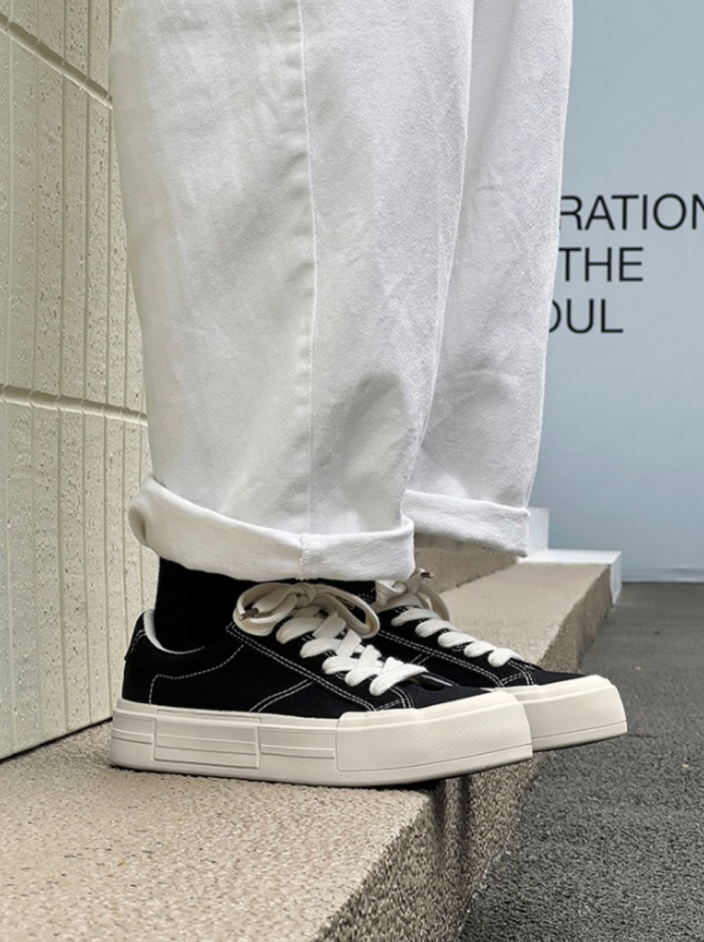 Canvas Platform Sporty Skate Shoes