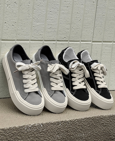 Canvas Platform Sporty Skate Shoes