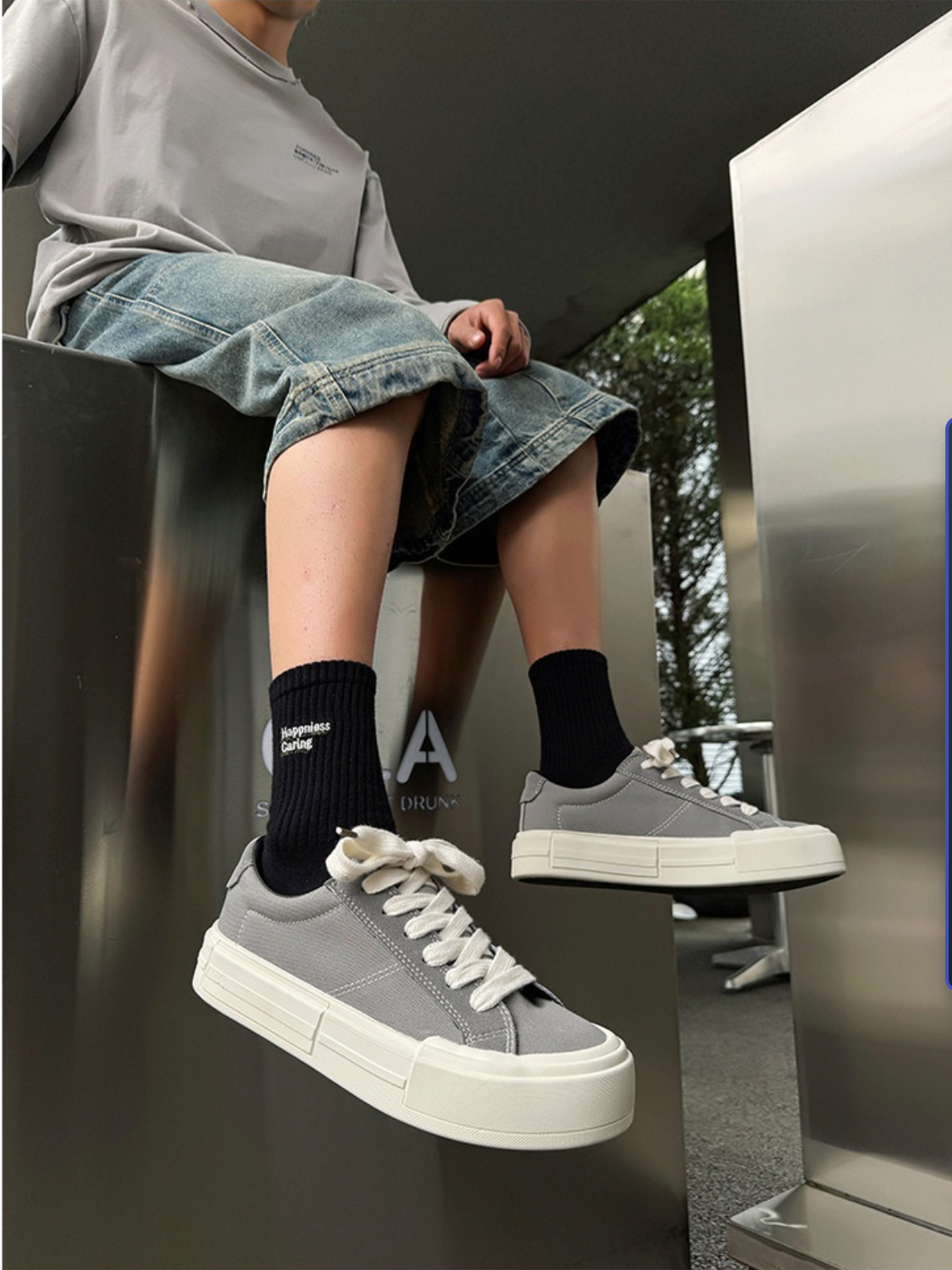 Canvas Platform Sporty Skate Shoes