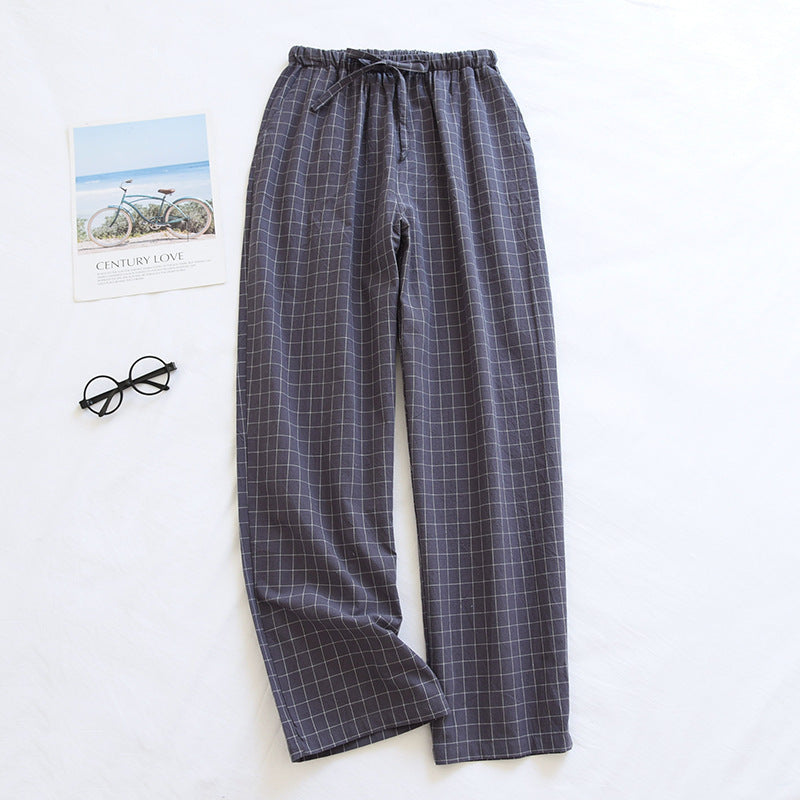 Men's Pure Cotton Plaid Trousers