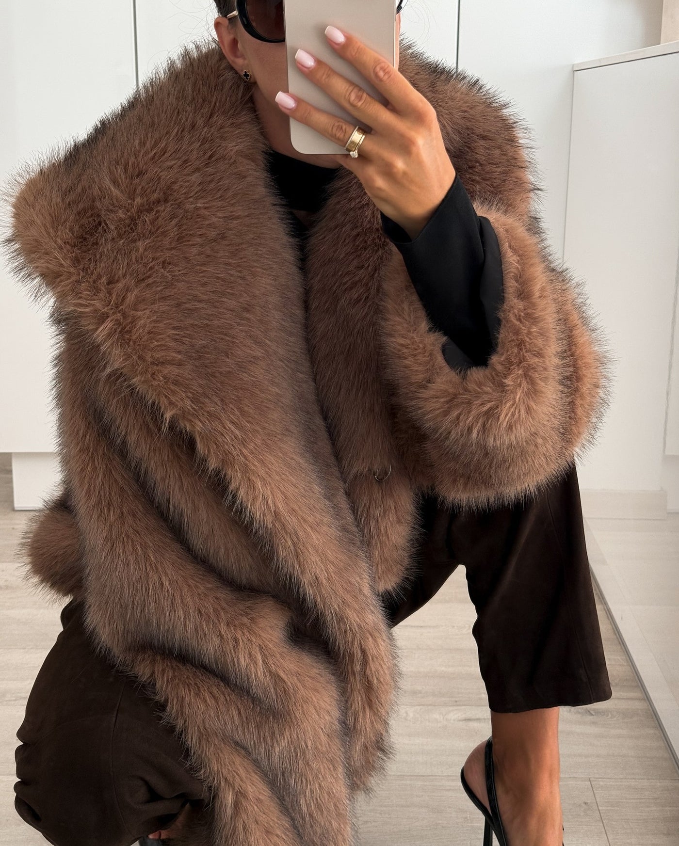 Fluffy Faux Fur Coat, Plush Oversized Jacket