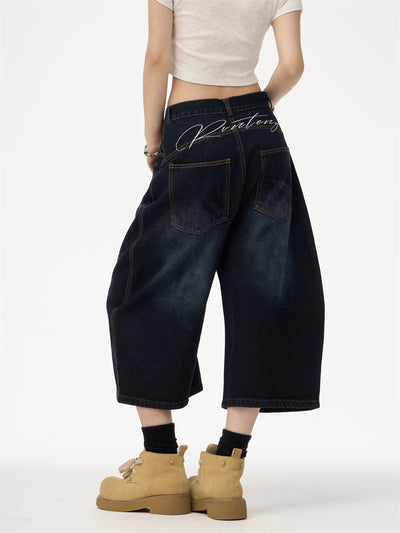 Big-Girl Retro Embroidered Blue Jeans