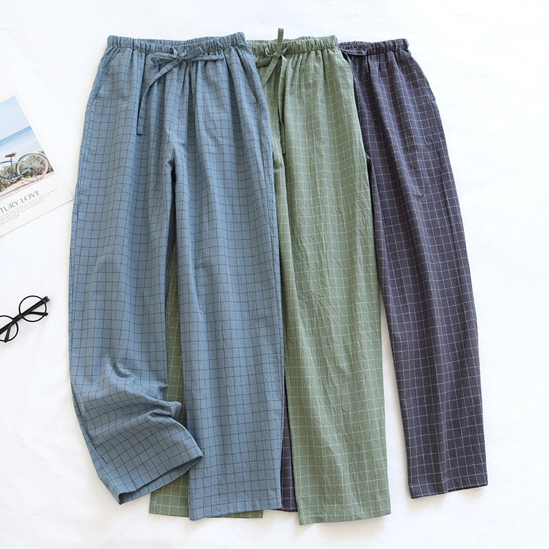 Men's Pure Cotton Plaid Trousers
